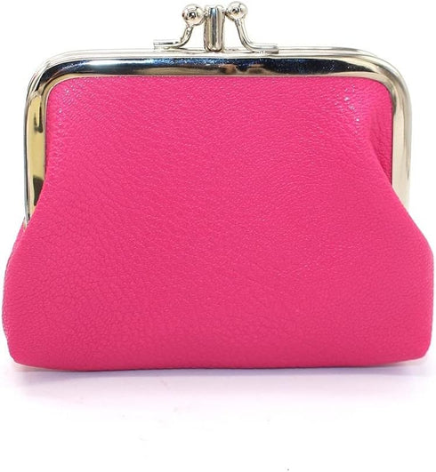 Double Layer Coin Purse for Women Girls Rose Red PU Leather Kiss-lock Mini Wallet Key Bag Card Holder...