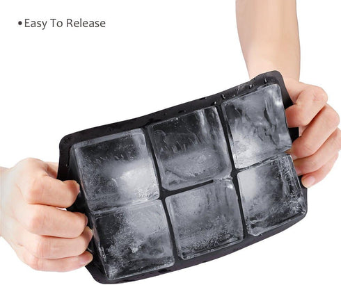 Large Ice Cube Trays Ice Ball Maker with Lids Combo(Set of 2), Silicone Sphere & Square Flexible Ice Cube Molds for Cocktails, Whiskey, Juice and ...