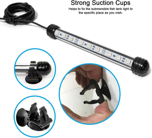MQ 12 in Submersible LED Aquarium Light, 2W Color Changing Fish Tank Light with Remote Control, IP68 Crystal Glass 12 LEDs Lights Bar, for Fish Ta...