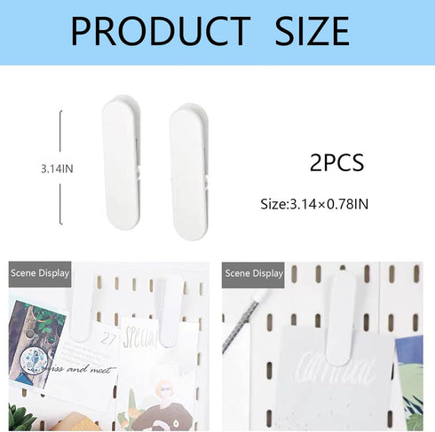 Pegboard Accessories Combination Wall Organizer,2PC of Clip, for Pegboard Shelf,Postcard Folder ?Photo Clip,White (Clips)...