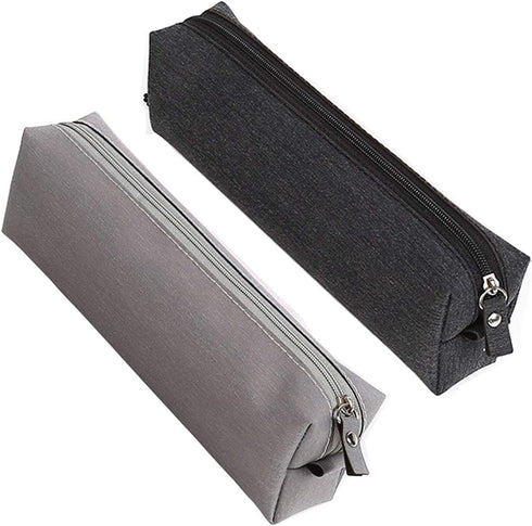 Enyuwlcm Fabric Stationery Stylish Simple Pencil Bag Small Square Waterproof Pencil Case Black and Gray 2 Pack...