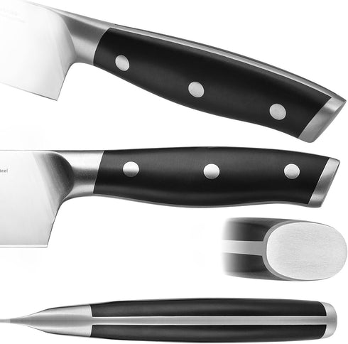 Klaus Meyer Stahl High Carbon Exclusive German Steel 6 inch Utility Serrated Knife (Black)...