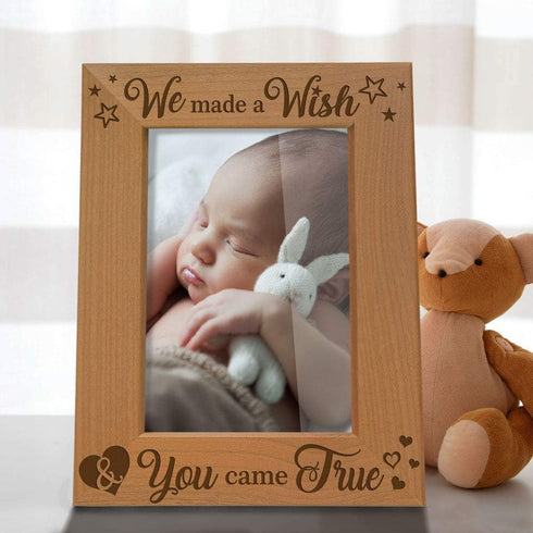 KATE POSH - We Made a Wish & You Came True Engraved Natural Wood Picture Frame, New Baby Gifts, New Mom, New Dad, Adoption Gifts (5x7 Vertical)...