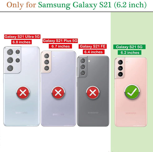 Compatible With Samsung Galaxy S21 Case, Finger Ring Holder With Rose Gold Plating Design for Women Girls, Rotating Kickstand, Magnetic Shockproof...