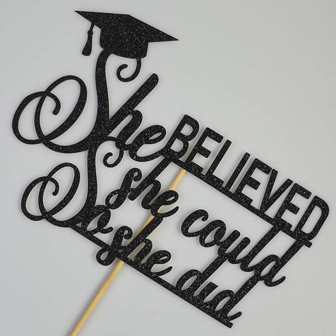 Graduation 2025 Cake Topper, She Did It Cake Sign, Congrats Grad Party Decorations, Black...
