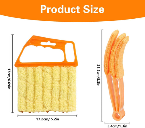 2pcs Window Venetian Blind Cleaner Duster Tool, Include 1pcs 7 Finger Blind Duster Brush & 1pcs Shutter Cleaner Brushes,with 8 Removable and Washa...