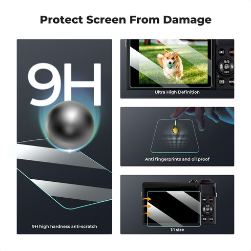 K&F Concept [3pcs Screen Protector for Canon G9X II G9X G7X III G7X II G7X G5X II G5X Camera, Ultra Clear Tempered Glass Screen Protector, Anti Sc...