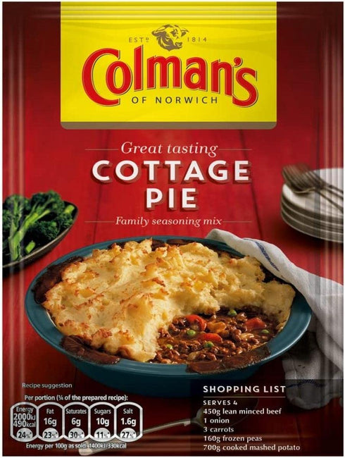Colman's Cottage Pie perfect with creamy mashed potato Recipe Mix quick to prepare pie mix 45 g...