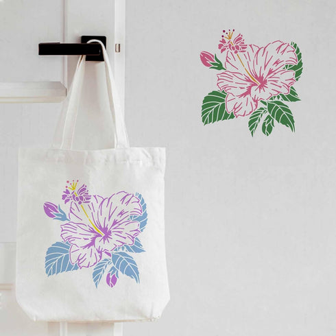 FINGERINSPIRE Hibiscus Drawing Painting Stencils Templates (11.8x11.8inch) Plastic Hibiscus Stencils Decoration Square Hibiscus Stencils for Paint...