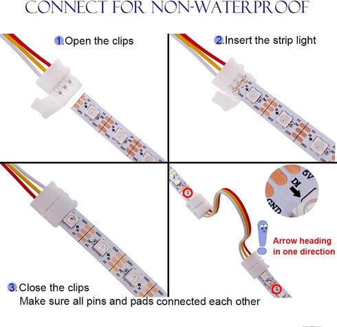 3 Pin LED Strip Connector Kit, Include LED Corner Connector, Unwired Gapless and T Shape Connector,Strip to Strip and Strip to Controller Jumper f...