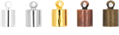 Mandala Crafts Metal Glue in Barrel End Caps, Leather Cord Finding Kit for Kumihimo Jewelry and Tassel Making (6mm End Caps)...