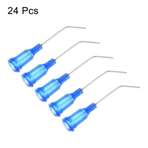 24pcs Blunt Tip Dispensing Needle 22 Gauge 1 Inch Screw Interface Bent Flow Design Bent Dispensing Tips with Luer Lock for Adhesive Glue Dispensin...