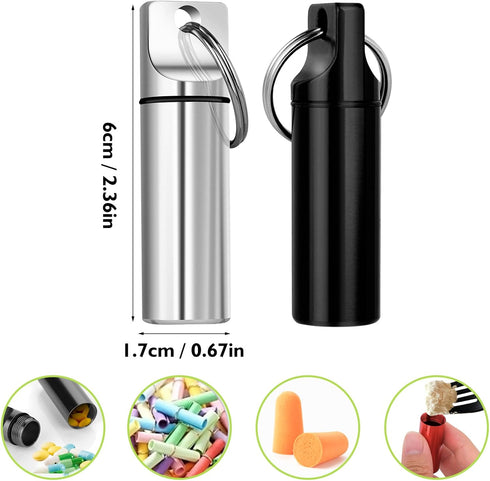 3Pcs Portable Keychain Pill Holder,Waterproof Pill Organizer,Aluminium Mini Pill Box Travel,Small Pill Holder with Keychain for Emergency & Nitrog...