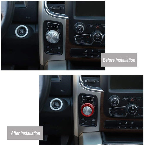 Hoolcar Red Gear Shift Knob Cover ABS Sticker Trim for 2013-2017 Dodge Ram (Not fit Rebel Modle)...