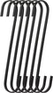 6-Pack 8 Inch Black Chrome Finish Steel Hanging Flat Hooks - S Shaped Hook Heavy-Duty S Hooks, for Kitchenware, Pots, Utensils, Plants, Towels, Ga...