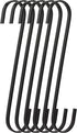 6-Pack 8 Inch Black Chrome Finish Steel Hanging Flat Hooks - S Shaped Hook Heavy-Duty S Hooks, for Kitchenware, Pots, Utensils, Plants, Towels, Ga...