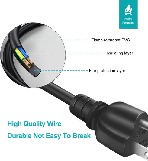 3 Prong Power Cord for Instant Pot Electric Pressure Cooker, Power Quick Pot, Rice Cooker, Smart Power Cooker, Soy Milk Maker and More Kitchen App...
