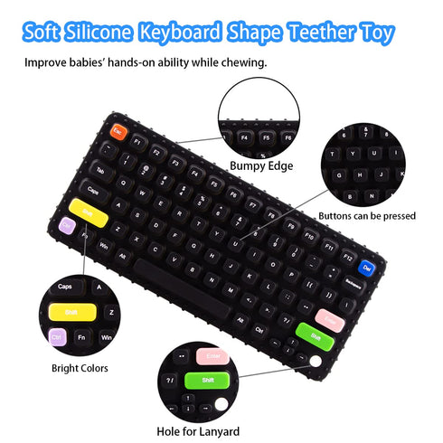 Baby Keyboard Teething Toys for Babies 0-3, 0-6, 6-12 Months | Soft Silicone Baby Keyboard Teethers Toys | Baby Fidget Toys 0-6 Months | Infant Te...