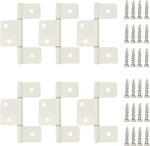 Three Leaf Non-Mortised Hinge for Mobile Home & RV Interior 6 Packa White Door Hinges with Screws...