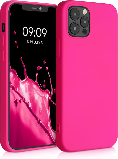 kwmobile Case Compatible with Apple iPhone 12 / iPhone 12 Pro Case - Slim Protective TPU Silicone Phone Cover - Neon Pink...