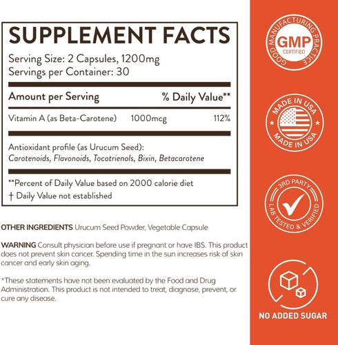GLOW Capsules Accelerated Tanning Vegan Vitamins A Tocotrienols Antioxidants Melanin Collagen Urucum (ROUCOU, Annatto, Bixin, Urucu) Herbal Supple...