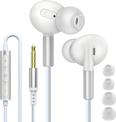 Aolcev 3.5mm Wired Headphones, Android Earphones with S/M/L Ear Tips, 3.5 Jack Earbuds with Mic for Samsung Galaxy A13 A21 A52 A51 A71 A42 S10+ S9...