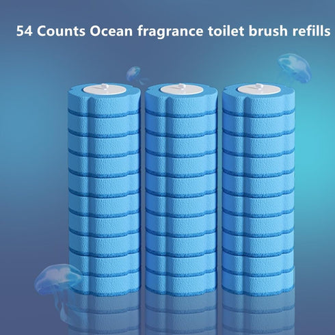 54 Counts Toilet Brush Disposable Refills, Cleaning Bowl Wand Bathroom Cleaner Refill Heads(54pcs Blue Ocean Refills)...