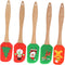 5pcs Cream Spatula Frosting Spatula Wooden Handles Silicone Baking Sheet Christmas Cake Decorating Spatula Christmas Rubber Spatula Cake Baking Sc...