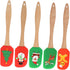 5pcs Cream Spatula Frosting Spatula Wooden Handles Silicone Baking Sheet Christmas Cake Decorating Spatula Christmas Rubber Spatula Cake Baking Sc...