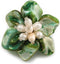 50mm/Green Shell with Freshwater Pearl Bead Asymmetric Flower Brooch/Handmade/Slight Variation In Colour/Size/Shape/Natural Irregularities...