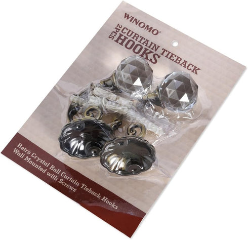 Curtain Tieback Hooks Drapery Holdbacks Crystal Ball Curtain Hookback Wall Mount Metal Curtain Holdback (Bronze 2pcs)...