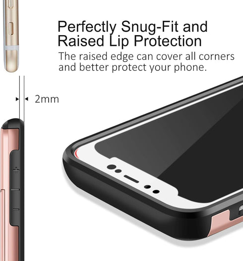 SAMONPOW for iPhone X/XS Case Wallet Card Holder for iPhone 10 Case Wallet Card Holder Heavy Duty Protection Shockproof Anti Scratch Soft Rubber B...