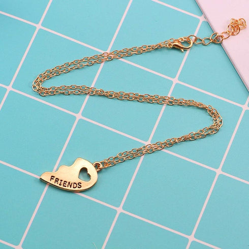 Best Friends Necklace 2 Pieces Gold & Silver Split Heart Pendant Necklace BFF Friendship Necklace...