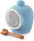 Wm Bartleet & Sons Traditional Porcelain Small Salt Pig with Wooden Salt Serving Spoon - Blue...