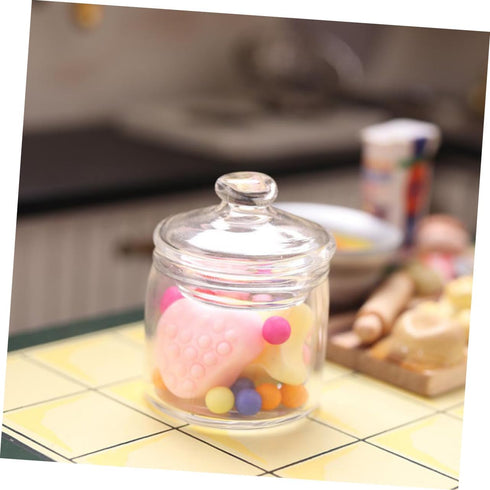 Artibetter 2 Pcs Miniature Jar 1: 12 Doll Miniature Glass Jars with Lids 1:12 Scale Miniature Glass Bottles with Caps Terrarium Tools Carassosorie...