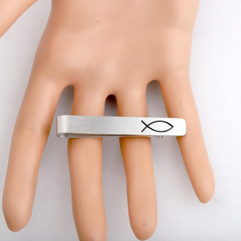 Jesus Fish Tie Bar Ichthus Tie Clip First Communion Skinny Tie Clip for Little Man...