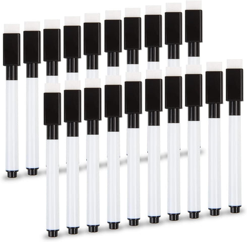 20Pcs Black Magnetic Dry Erase Markers, Small Dry erase Markers Fine Point Tip WhiteBoard Markers for Kids Teachers Office School Supplies...