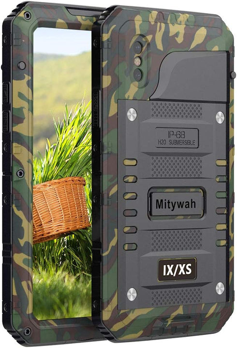 Mitywah Shockproof Case Compatible with iPhone X/XS,Waterproof Full Body Protective Cover with Impact Resistant Aluminium Alloy,Strong Military De...