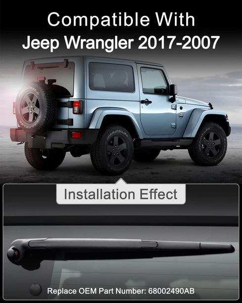 BIAOZHUN 13 inch Rear Wiper Blade Replacement for Jeep Jeep Wrangler 2017-2007 JK Wrangler?Back Window Wiper Blade (13-JK), OEM Factory Replacemen...