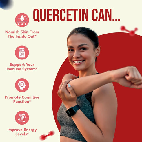 High Strength Quercetin 500mg Capsules - Once Daily Powerful Antioxidant Quercetin Supplement for Heart Aging Skin Brain and Immune Support - Vega...