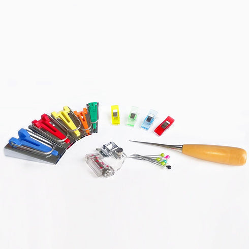 HONEYSEW Single Double Fold Bias Tape Maker Tool Kit Set, 6MM/9MM/12MM/18MM/25MM Fabric Bias Tape Maker Tools 5 Sizes DIY Sewing Bias Tape Makers ...