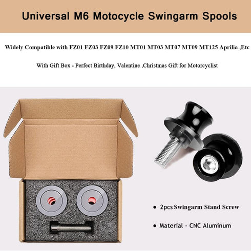 M6 Swingarm Spools, Motorcycle 6mm Sliders Stand Universal for FZ07 FZ09 FZ6 FZ8 MT03 MT07 MT09 MT10 /SP Tenere 700 XTZ1200 XSR700 XSR900 (Black)...