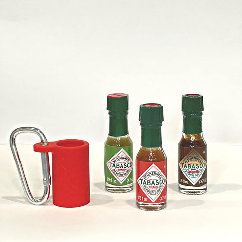 Mini Tabasco Hot Sauce Keychain - Includes 3 Mini Hot Sauce Bottles (.35oz) With Travel Hot Sauce Key Chain - Red Tabasco Hot Sauce - Tabasco To G...