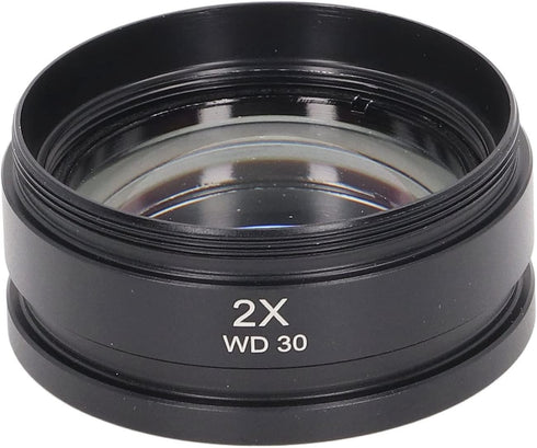 2X Auxiliary Objective Lens Aluminium Alloy WD30 2X Barlow Lens Microscope Part Accessory for Stereo Microscope WD30...