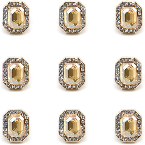 Emerald Cut Citrine Rhinestone Sewing Shank Buttons 20 Pcs - 12X10mm, 1/2"...