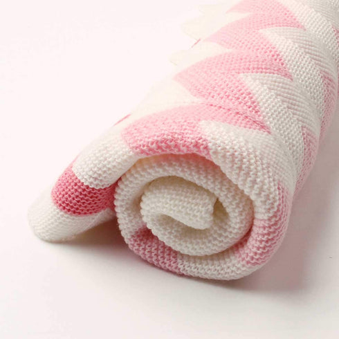Baby Blanket Knitted Pink Chevron Soft Toddler Nursery Crib Throw Blankets Receiving Swaddle Blanket Stroller Cover for Boys Girls,40x30 inch...