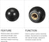Threaded Ball Knobs (16mm/0.63") 6Pcs, Plastic Ball Lever Knob with M5 Female Thread Iron Insert - for Machine Handle Tool Replacement, Black...