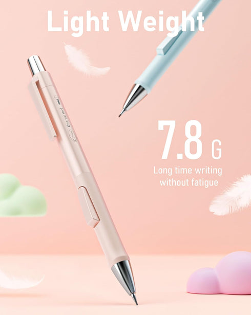 Nicpro 4 PCS Pastel Mechanical Pencil 0.7mm, Cute Fast Click Mechanical Pencils Set with 8 Tubes HB Lead Refills, Erasers, Eraser Refills for Scho...