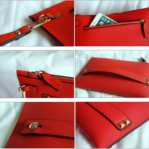 Women Envelope Clutch Bag PU Leather Female Day Clutches Large Purse Evening Bags with Wrist Strap...