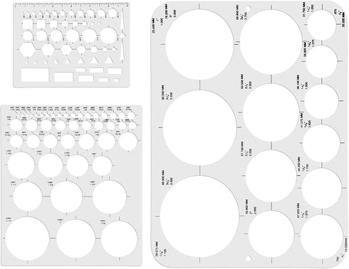 3pcs Circle Templates for Drafting, 3 Size Clear Circle Stencils for Drawing Flexible Multifunctional Round Geometric Ruler Plastic Circle Tracer ...